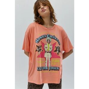 Daydreamer Elton John Chateau Honkey Tonk Oversized Graphic Tee Oranage XL